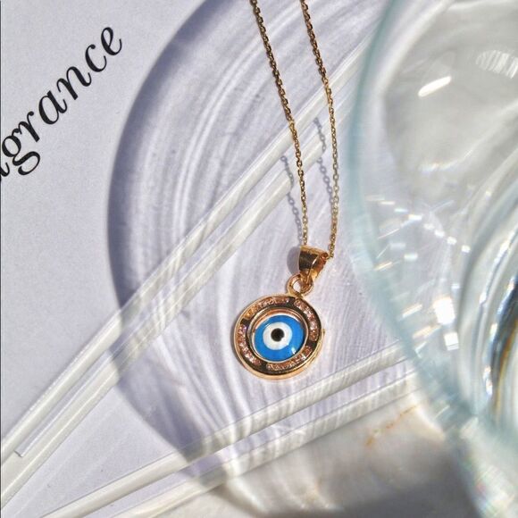 14k Solid Gold Evil Eye Charm | Real Gold Evil Eye Pendant | Birthday Gift | - Picture 3 of 10
